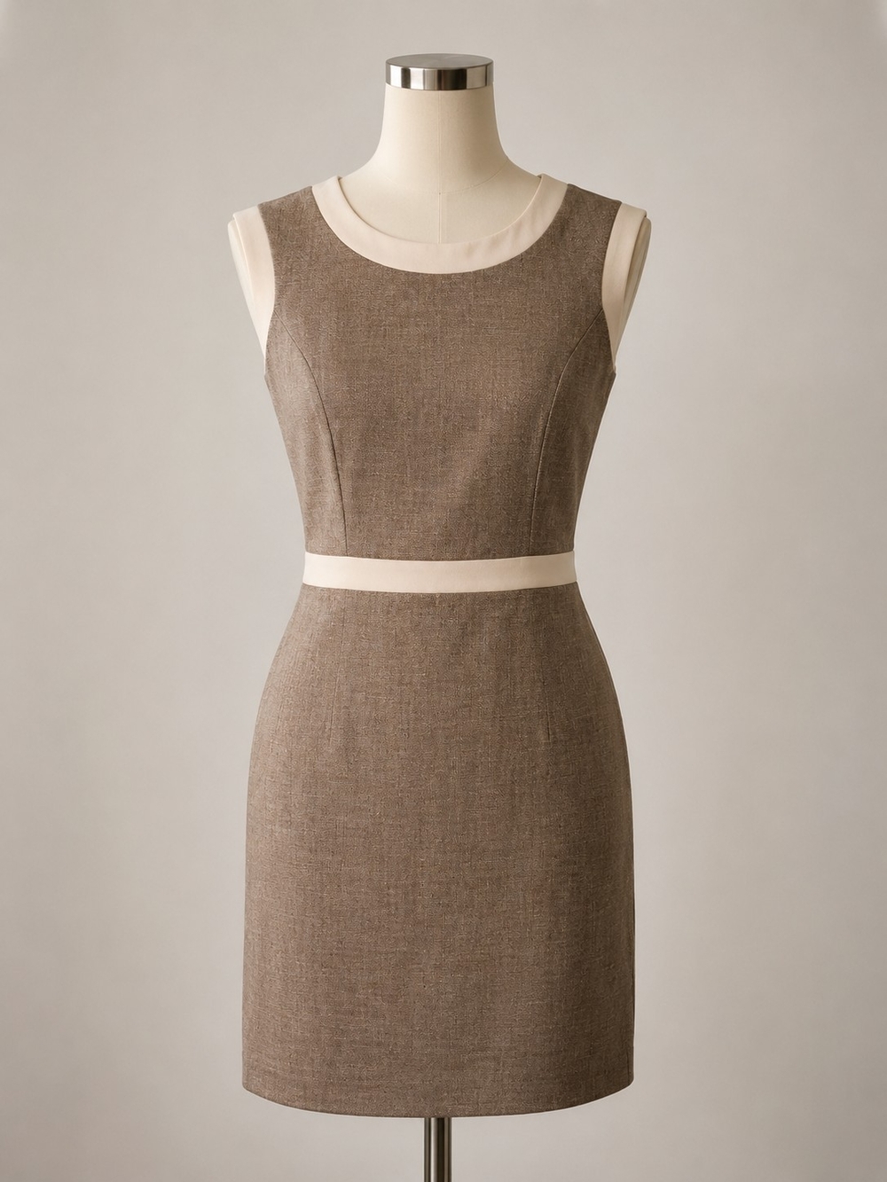 The Limited Taupe Sheath Dress with Cream Trim